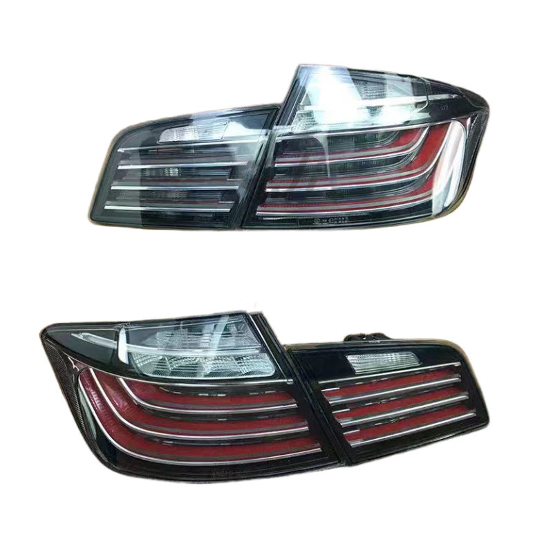 BMW F10 F18 clear LED tail light assembly illuminated