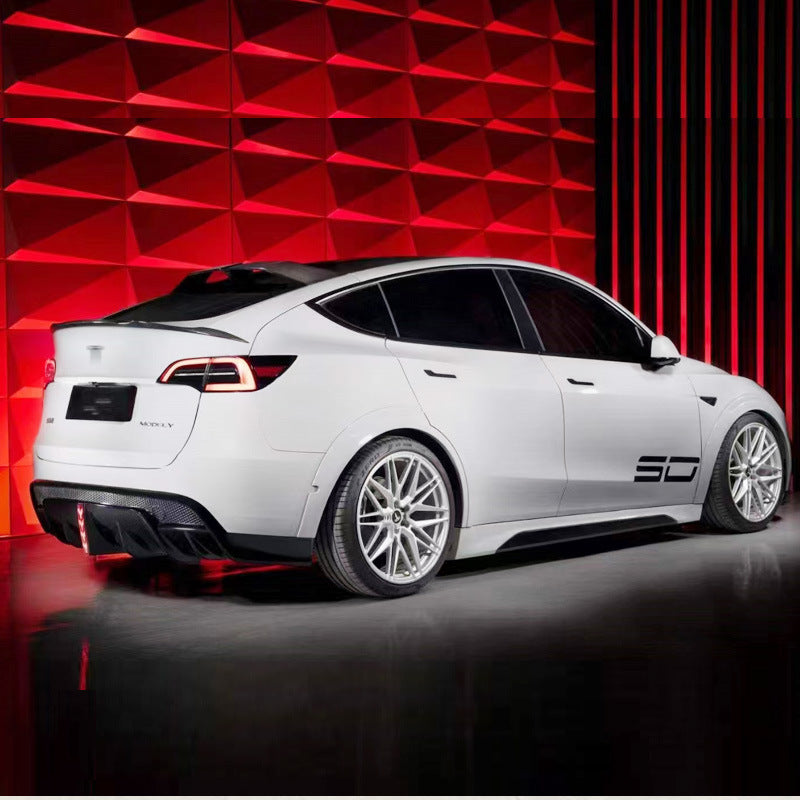 Tesla Model Y SD-style illuminated rear diffuser complete rear view