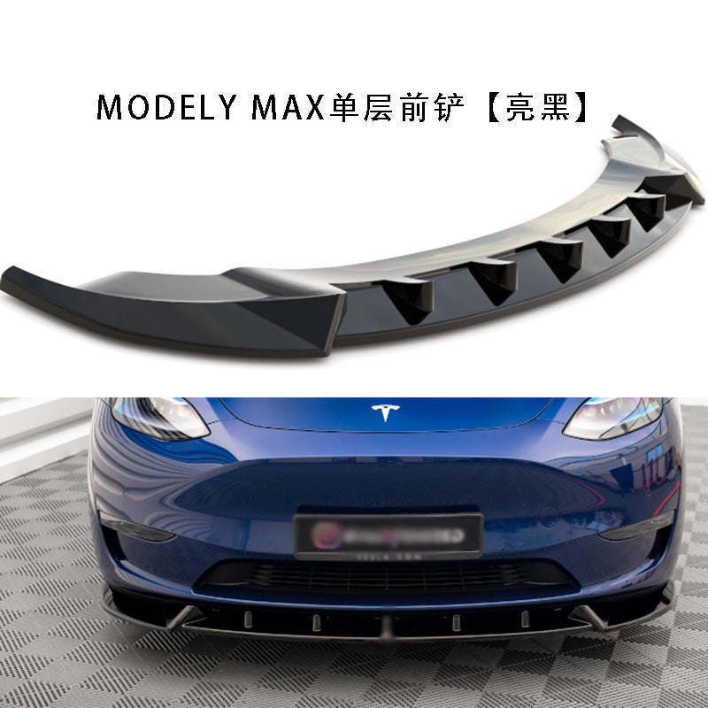 Tesla Model Y MAX-style single-layer front lip gloss black