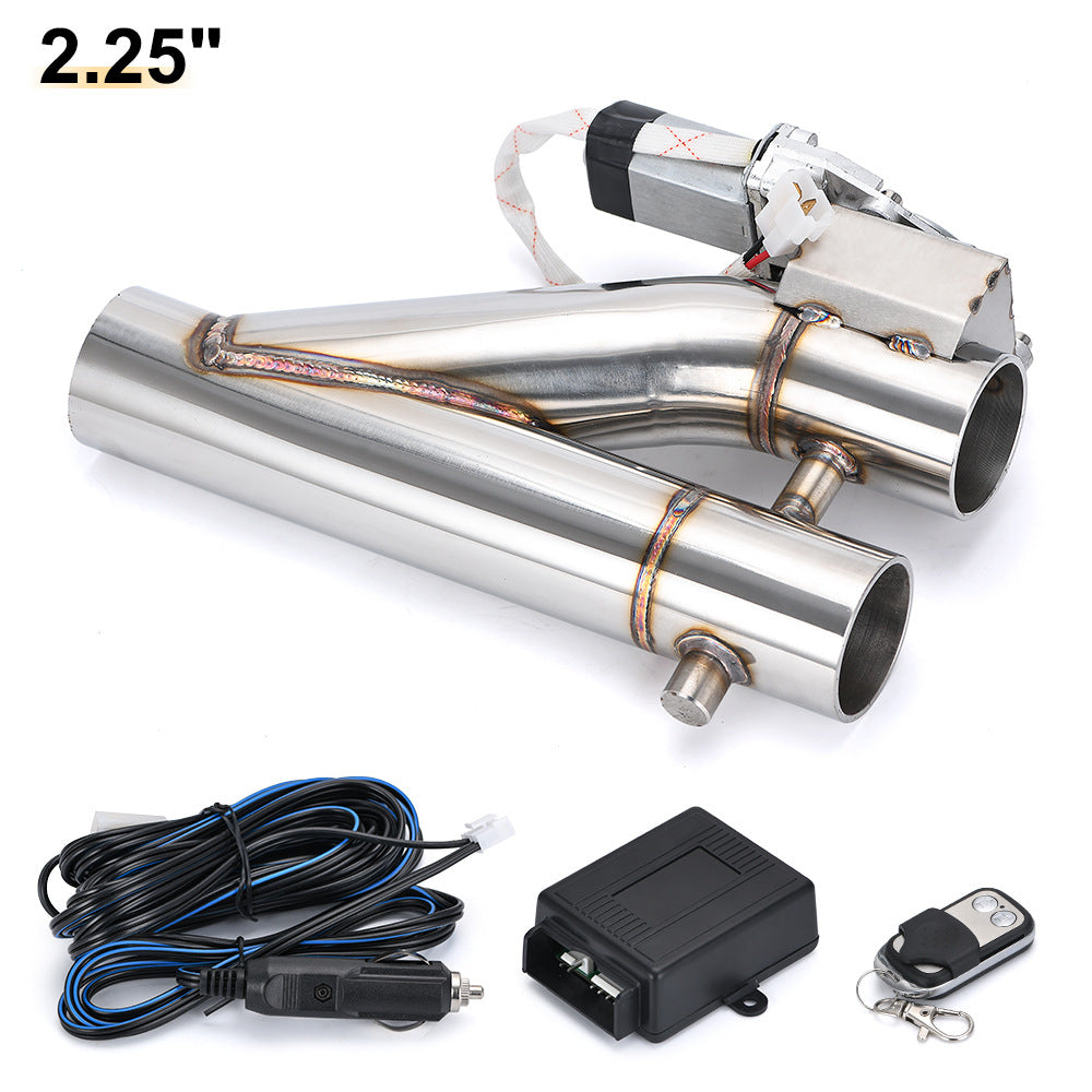 Electric exhaust cutout dual valve stainless Y pipe motor detail