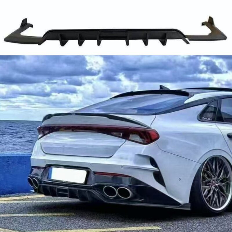 Kia K5 DL3 rear diffuser aero lip installed low rear view