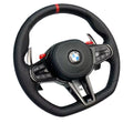BMW F-series CS M4 style carbon fiber leather steering wheel front view