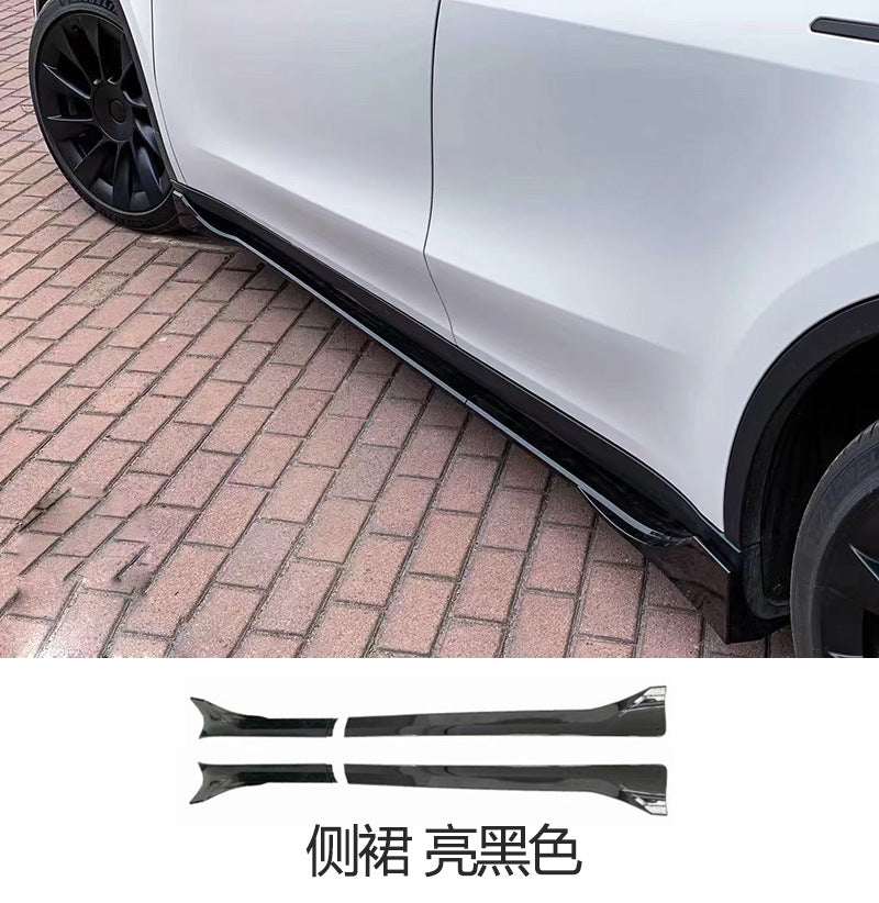 Tesla Model Y FAST-style gloss black side skirts pair