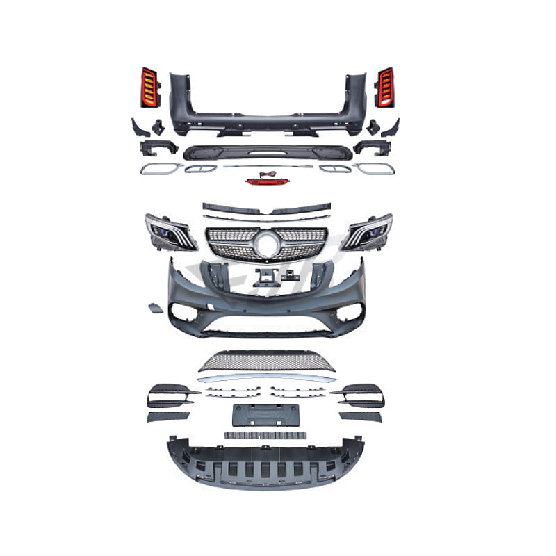 Mercedes W639 AMG-style front bumper grille headlight conversion