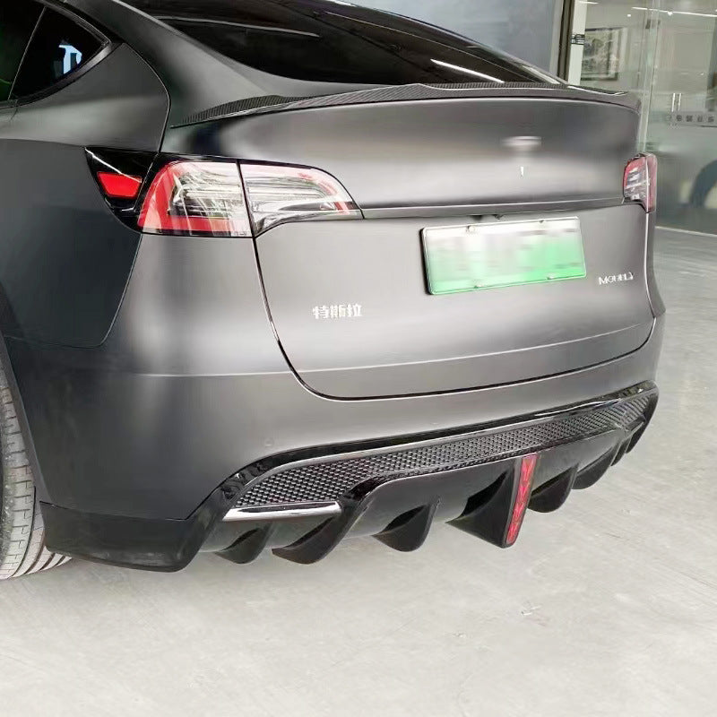 Tesla Model Y SD rear diffuser installed on grey vehicle