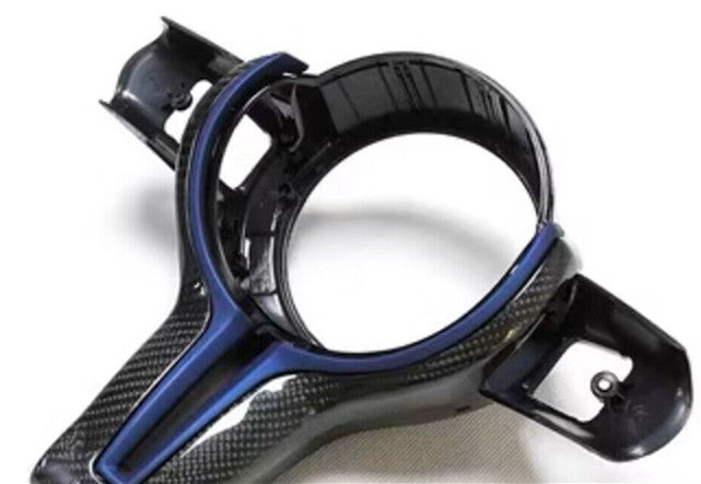 BMW M carbon fiber steering wheel trim gloss blue accent