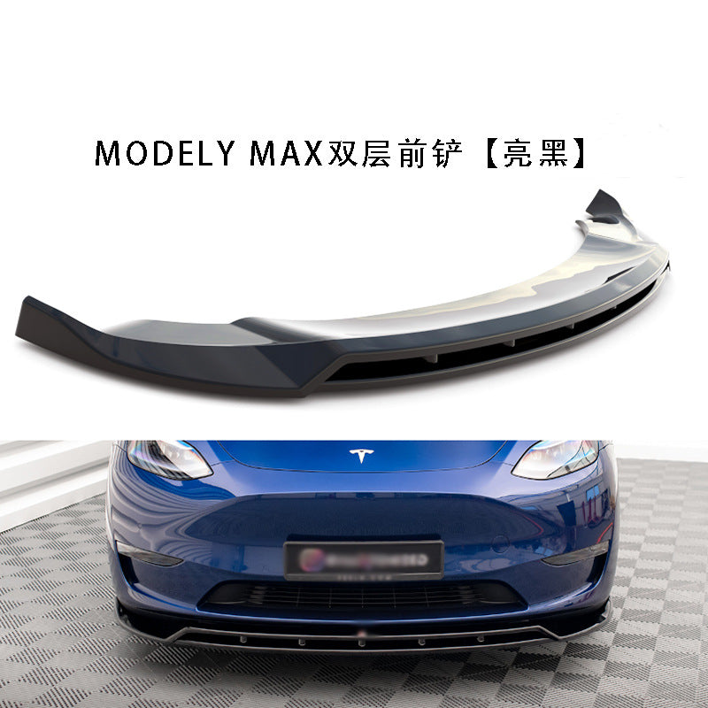 Tesla Model Y MAX-style double-layer front lip gloss black