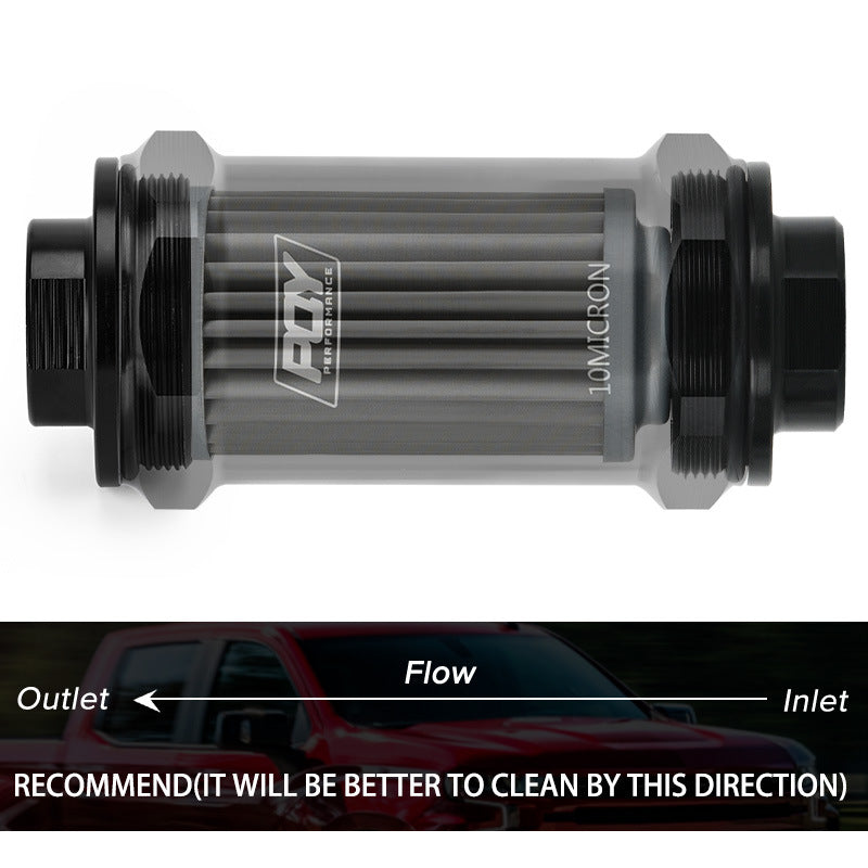 10 micron 100 micron inline fuel filter internal element detail