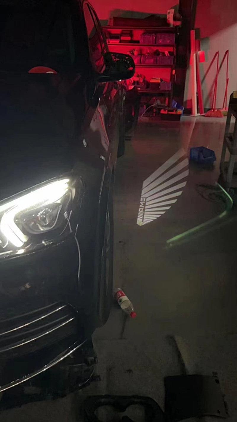 Mercedes W167 side mirror logo projector light night view