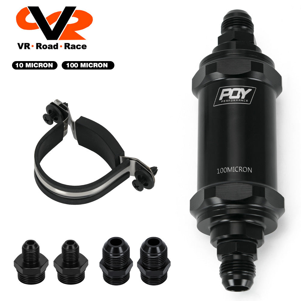 Performance fuel filter mounting clamp and AN fittings kit