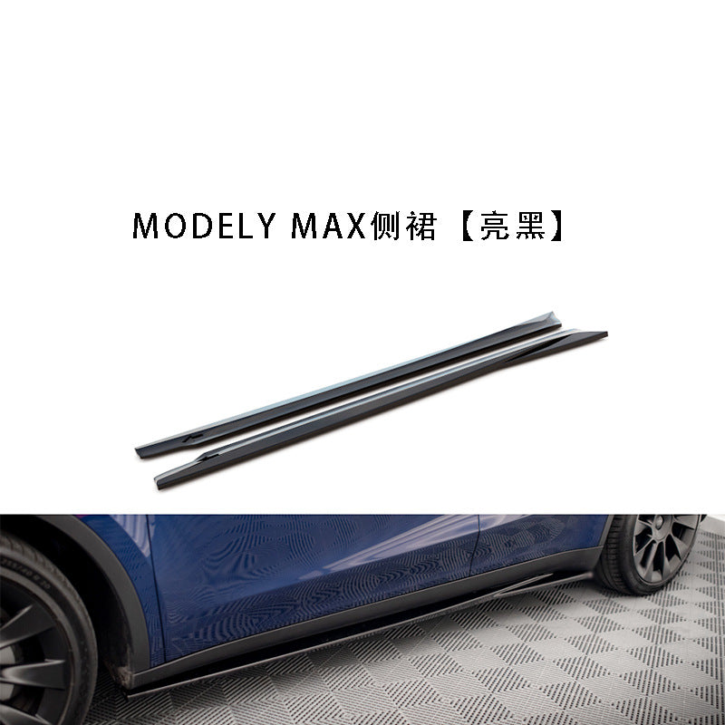 Tesla Model Y MAX-style gloss black side skirt extensions pair