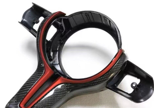 BMW M carbon fiber steering wheel trim gloss silver accent