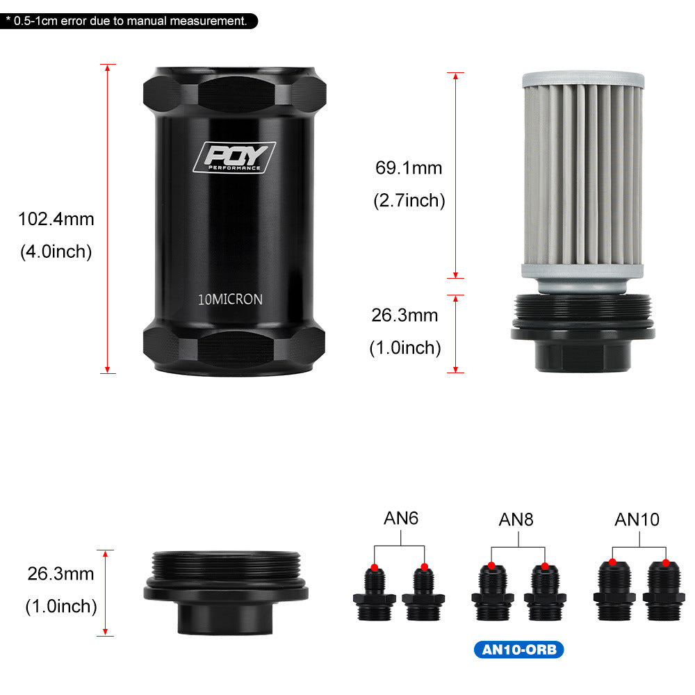 Universal automotive fuel filter black billet housing product detail