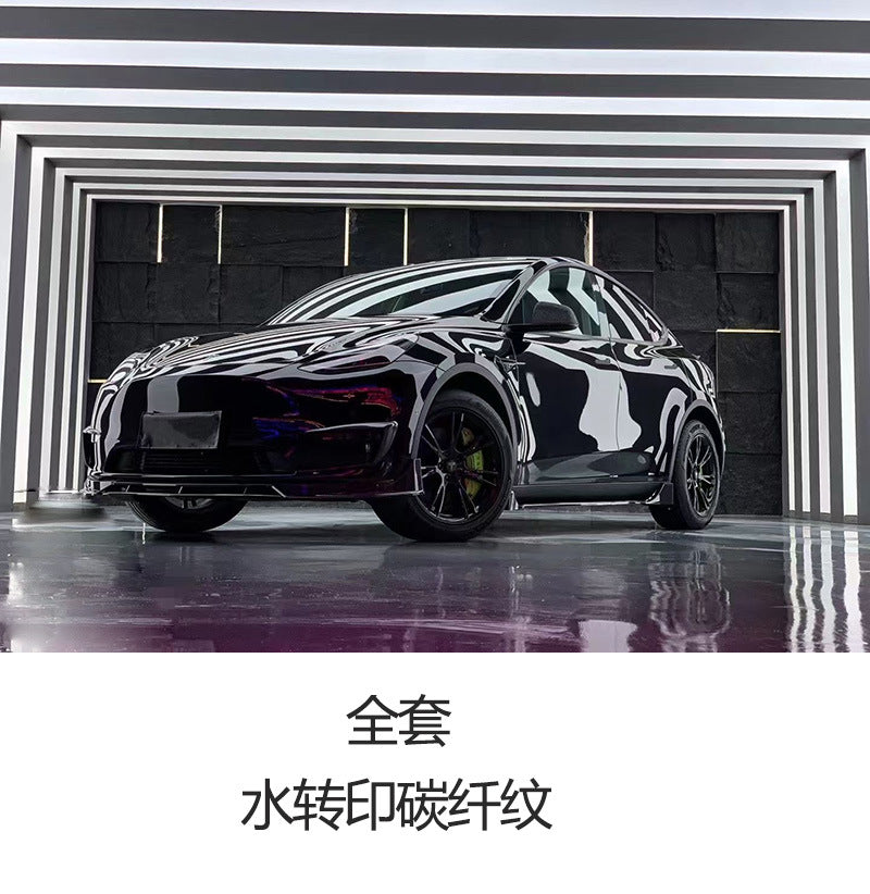 Tesla Model Y FAST-style hydro carbon pattern complete aero kit