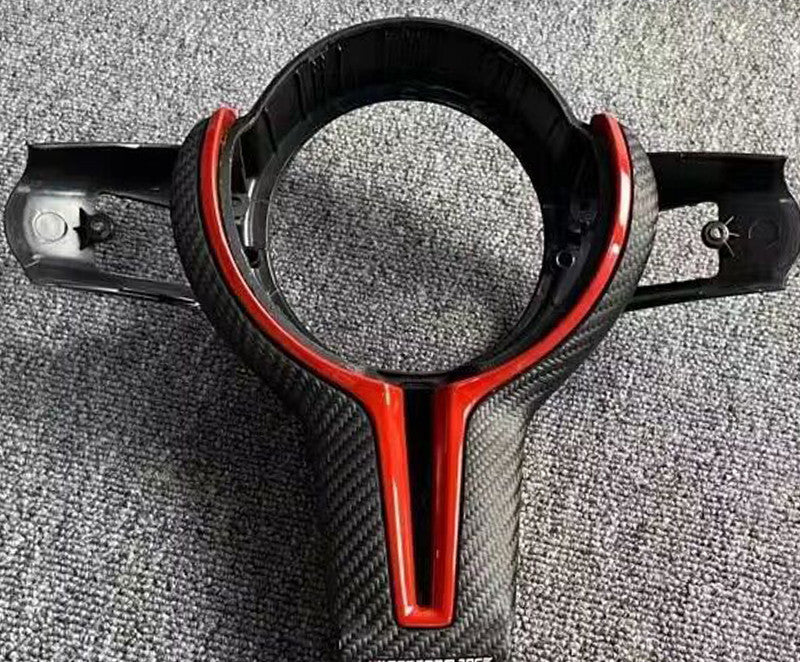 BMW M carbon fiber steering wheel trim gloss black accent