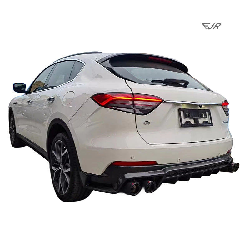Maserati Levante LD style rear diffuser installed rear three quarter view