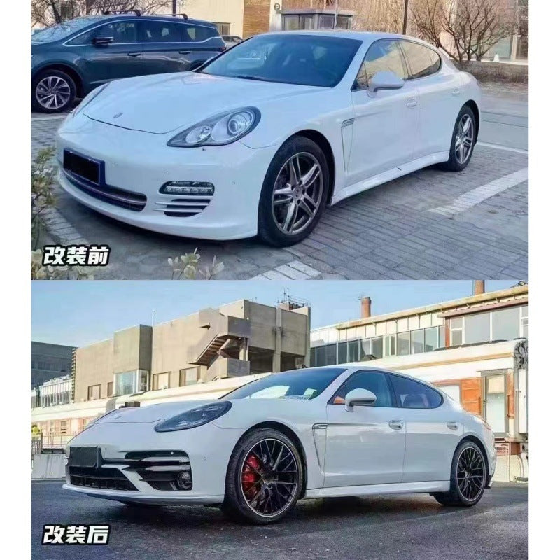 Porsche Panamera 970 to 971 Turbo S front conversion before and after