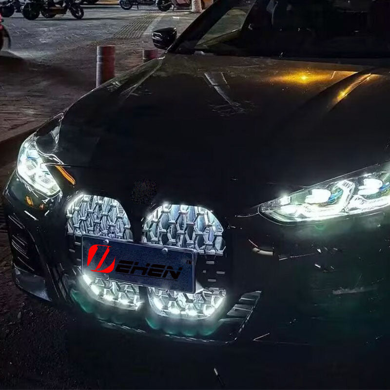 BMW G22 G26 illuminated kidney grille with ACC fitment detail