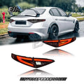 Alfa Romeo Giulia LED tail light upgrade set installed rear view
