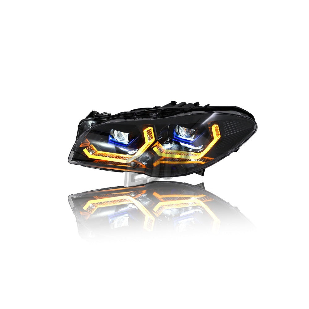BMW F10 F18 LED headlights with amber sequential turn signal