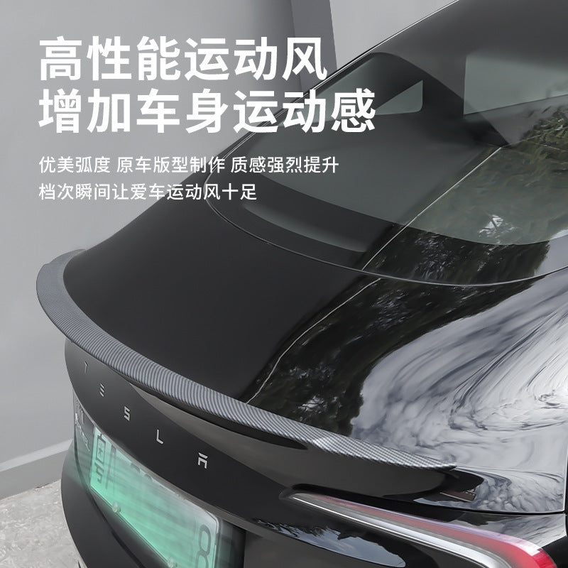 Installed Tesla rear performance spoiler for a sportier OEM-plus profile